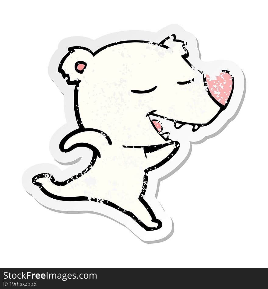 distressed sticker of a cartoon polar bear