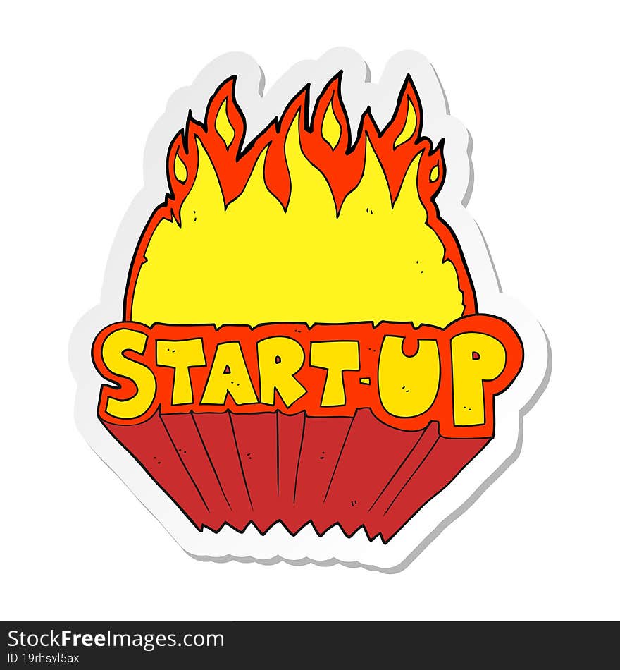 sticker of a cartoon startup symbol