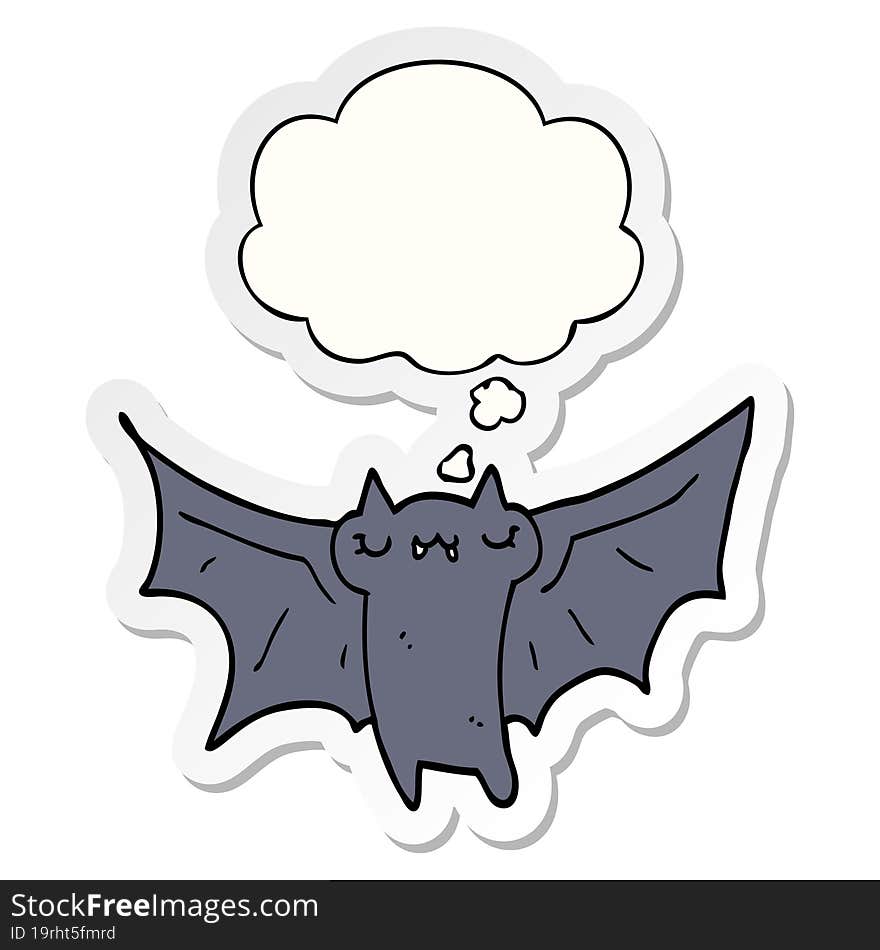 cute cartoon halloween bat and thought bubble as a printed sticker