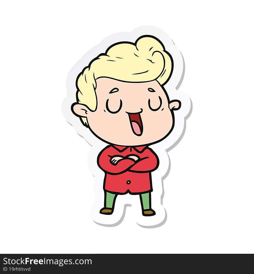 sticker of a happy cartoon man