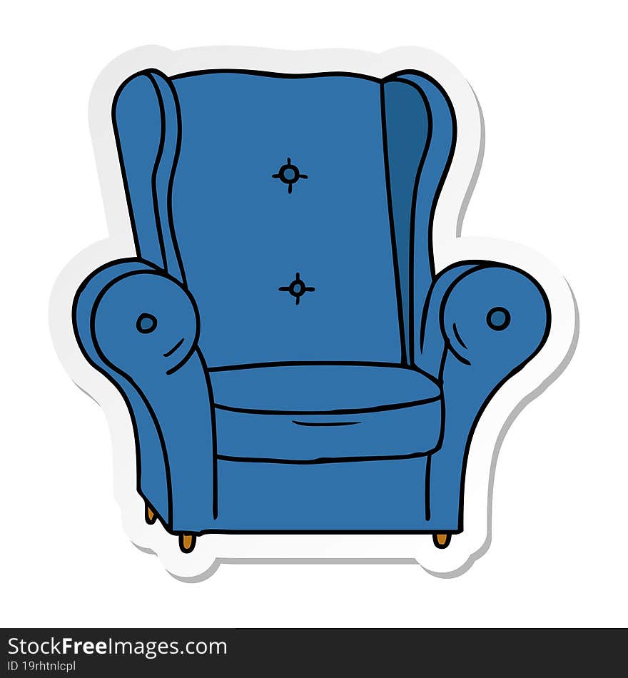 sticker cartoon doodle of an old armchair