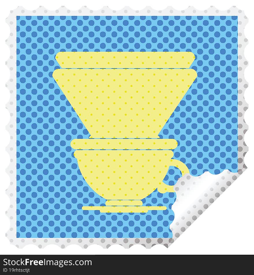 coffee filter cup square peeling sticker