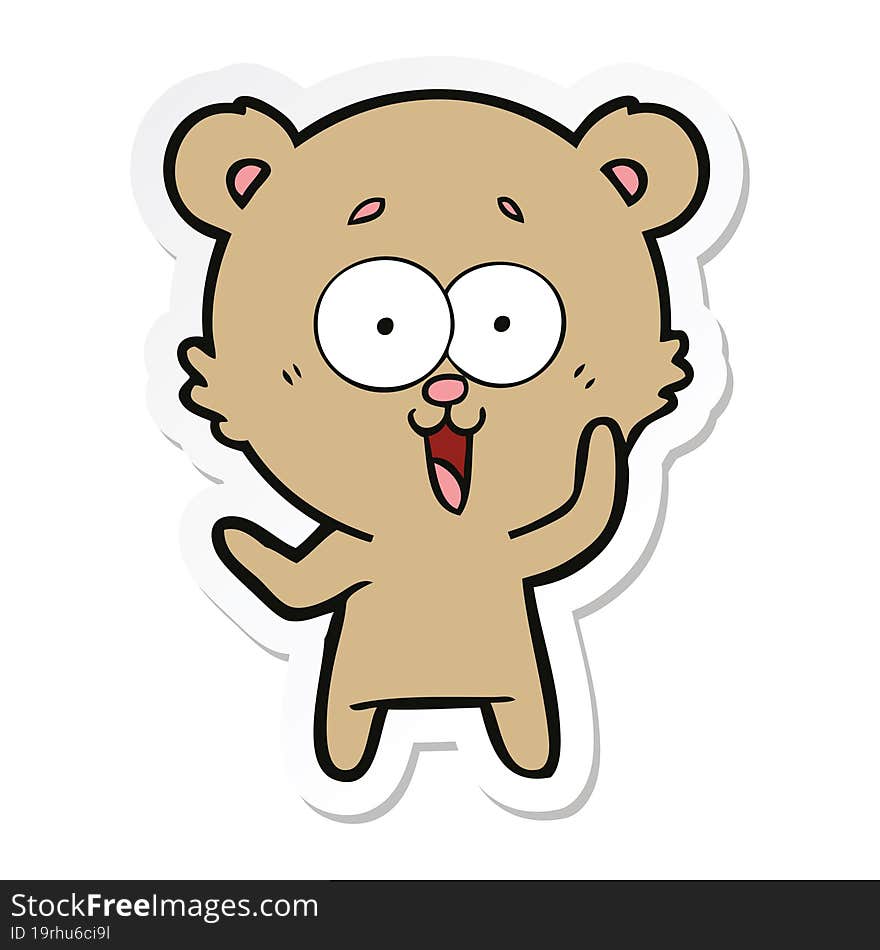 sticker of a laughing teddy  bear cartoon