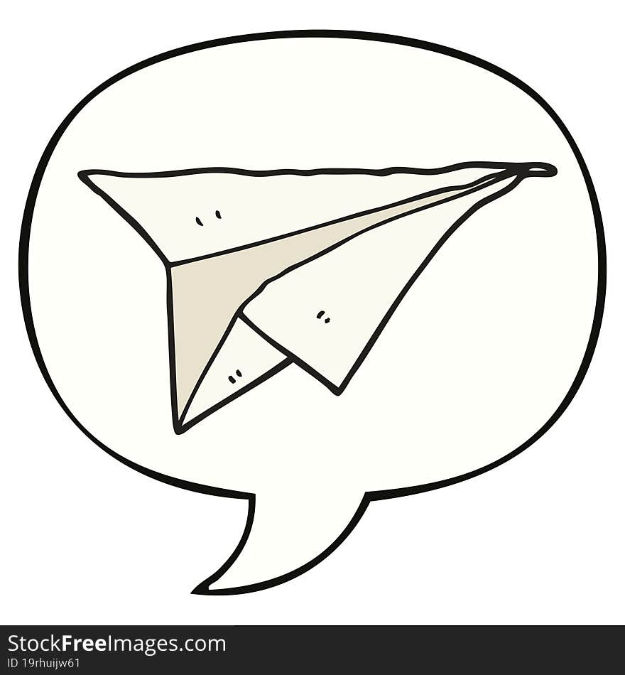 cartoon paper airplane and speech bubble