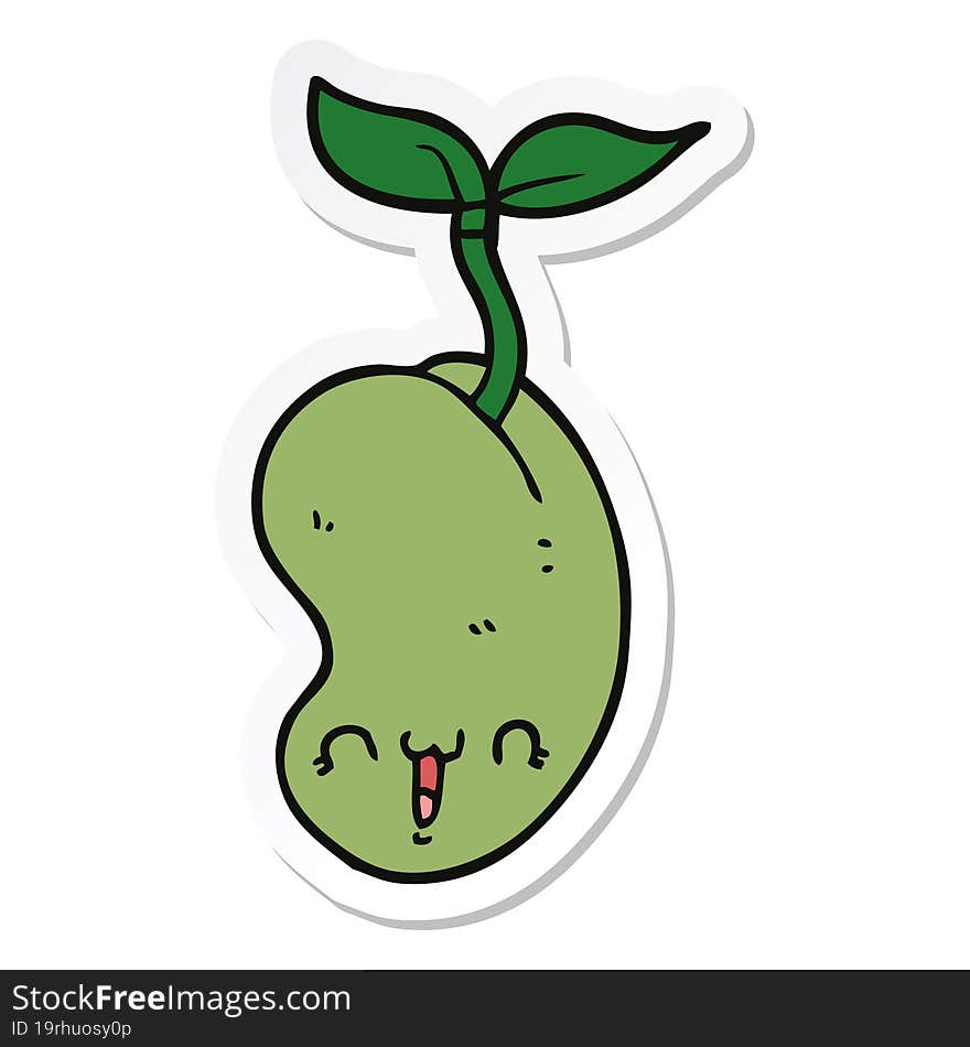 sticker of a cute cartoon seed sprouting