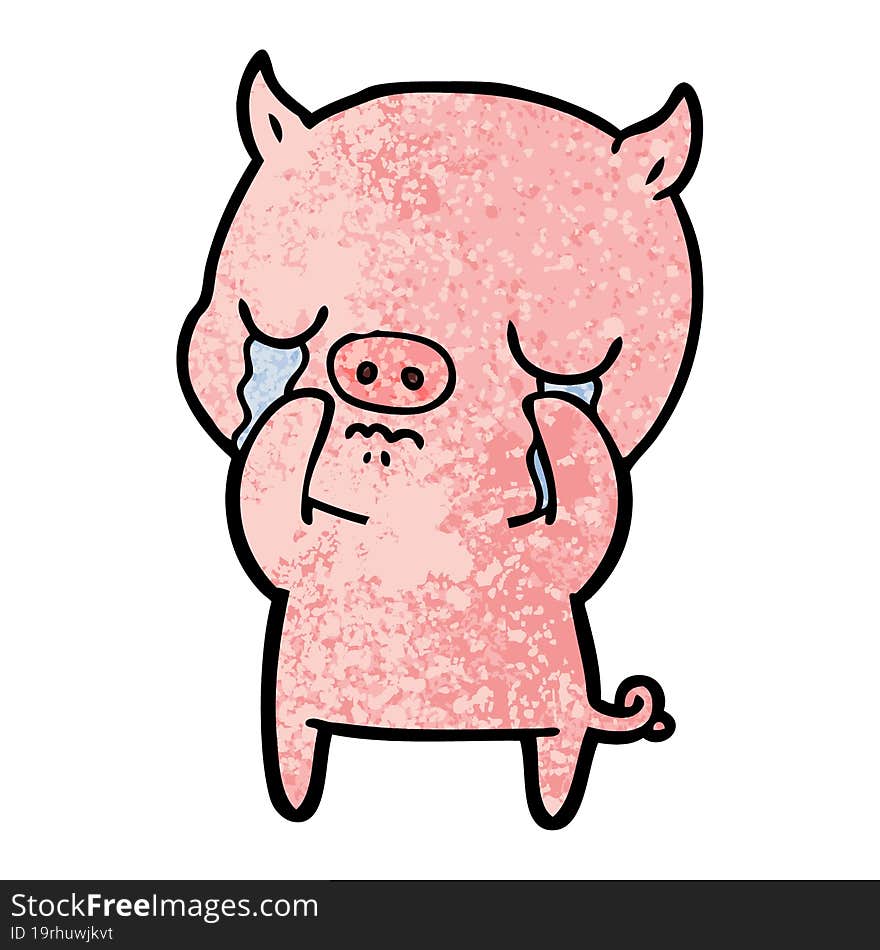 cartoon pig crying. cartoon pig crying