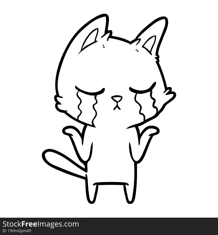 crying cartoon cat shrugging. crying cartoon cat shrugging