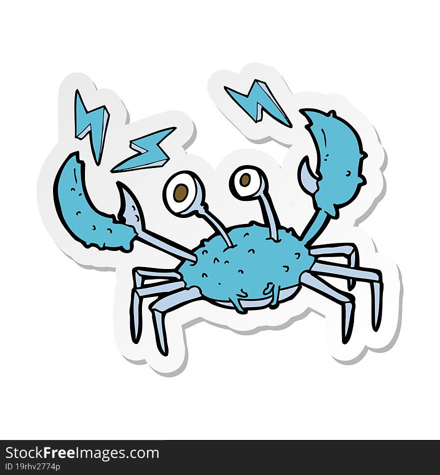 sticker of a cartoon crab