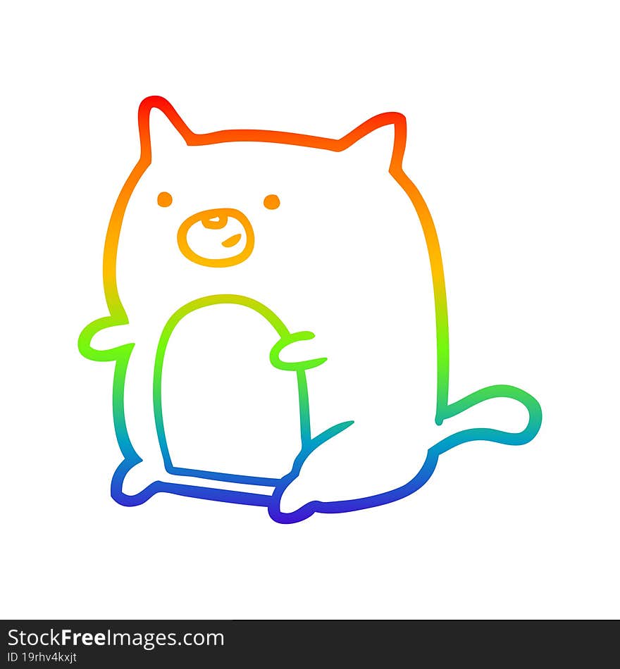 rainbow gradient line drawing Cartoon cat