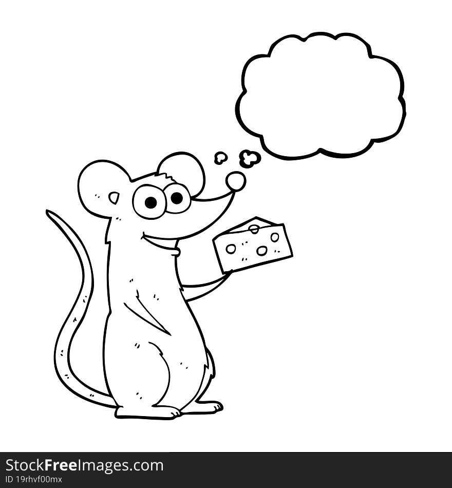 Thought Bubble Cartoon Mouse With Cheese