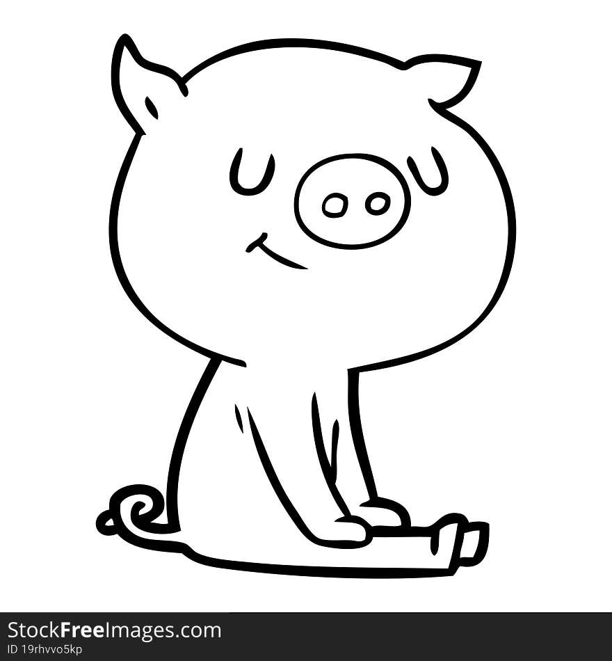 happy cartoon pig sitting. happy cartoon pig sitting