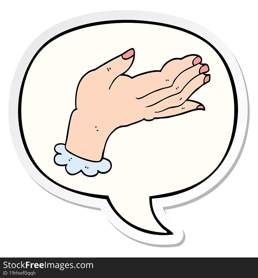 Cartoon Hand And Speech Bubble Sticker