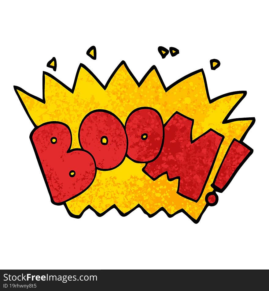 grunge textured illustration cartoon word boom