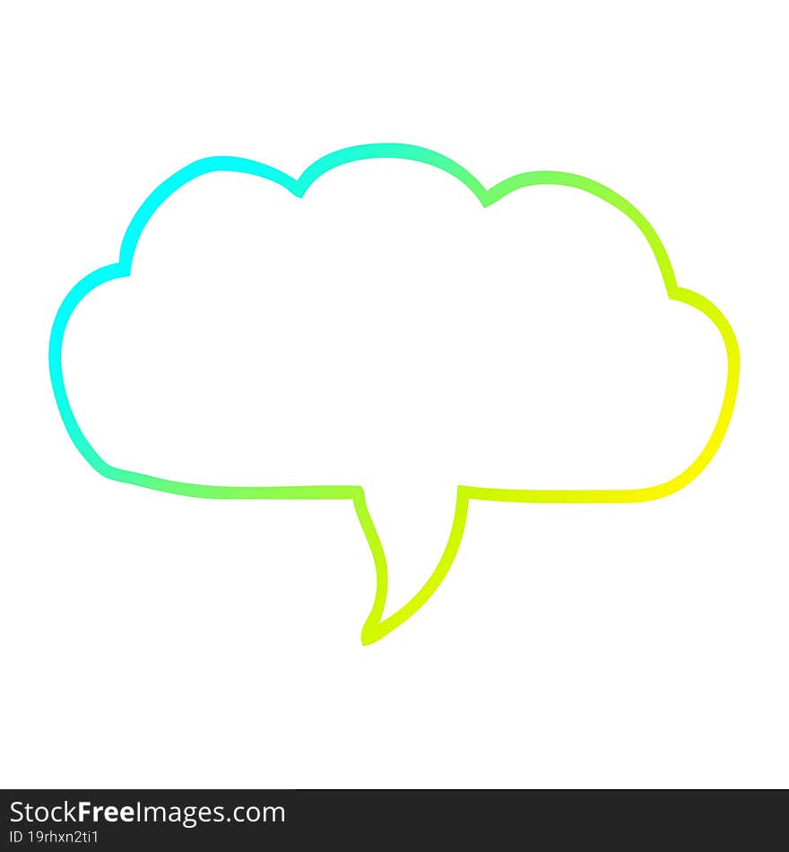 Cold Gradient Line Drawing Cartoon Cloud Speech Bubble