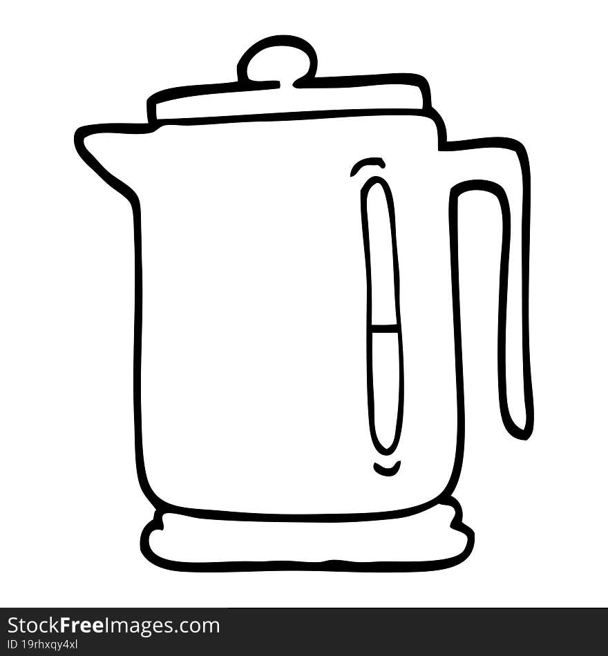 black and white cartoon kettle