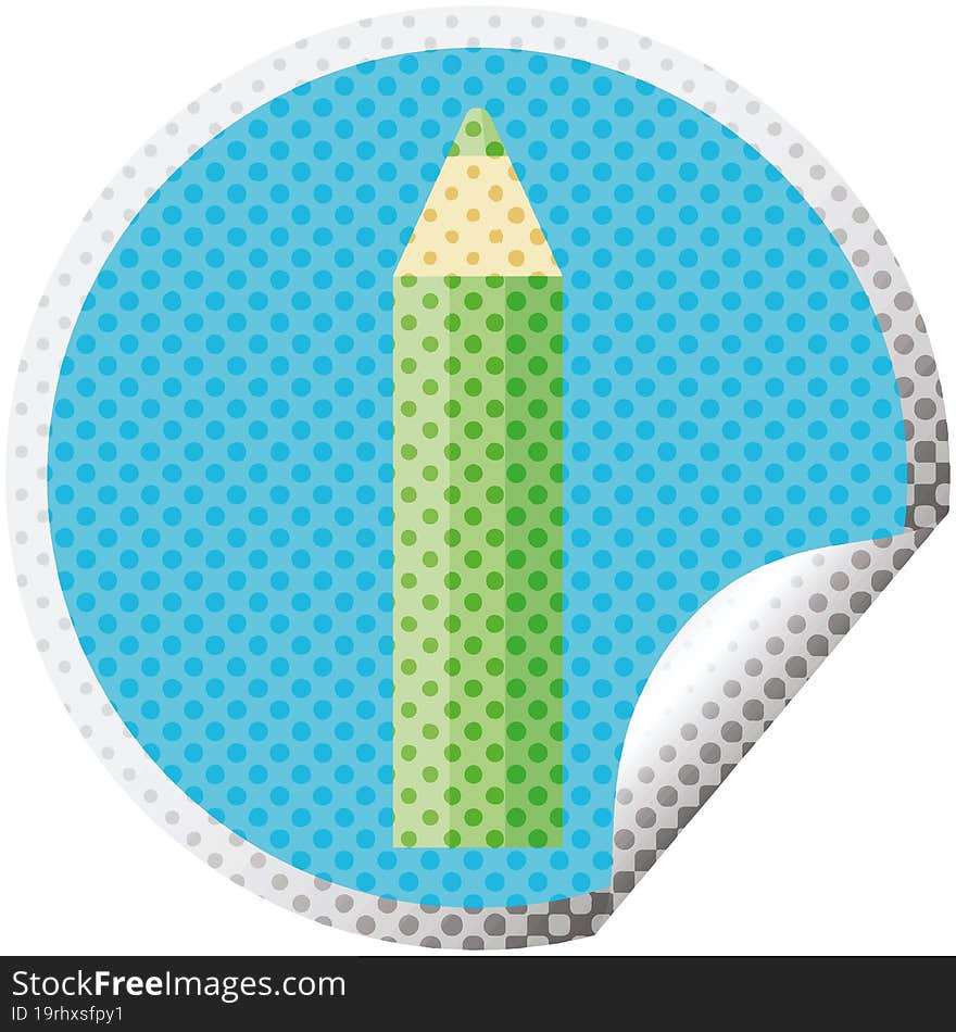 green coloring pencil graphic circular sticker