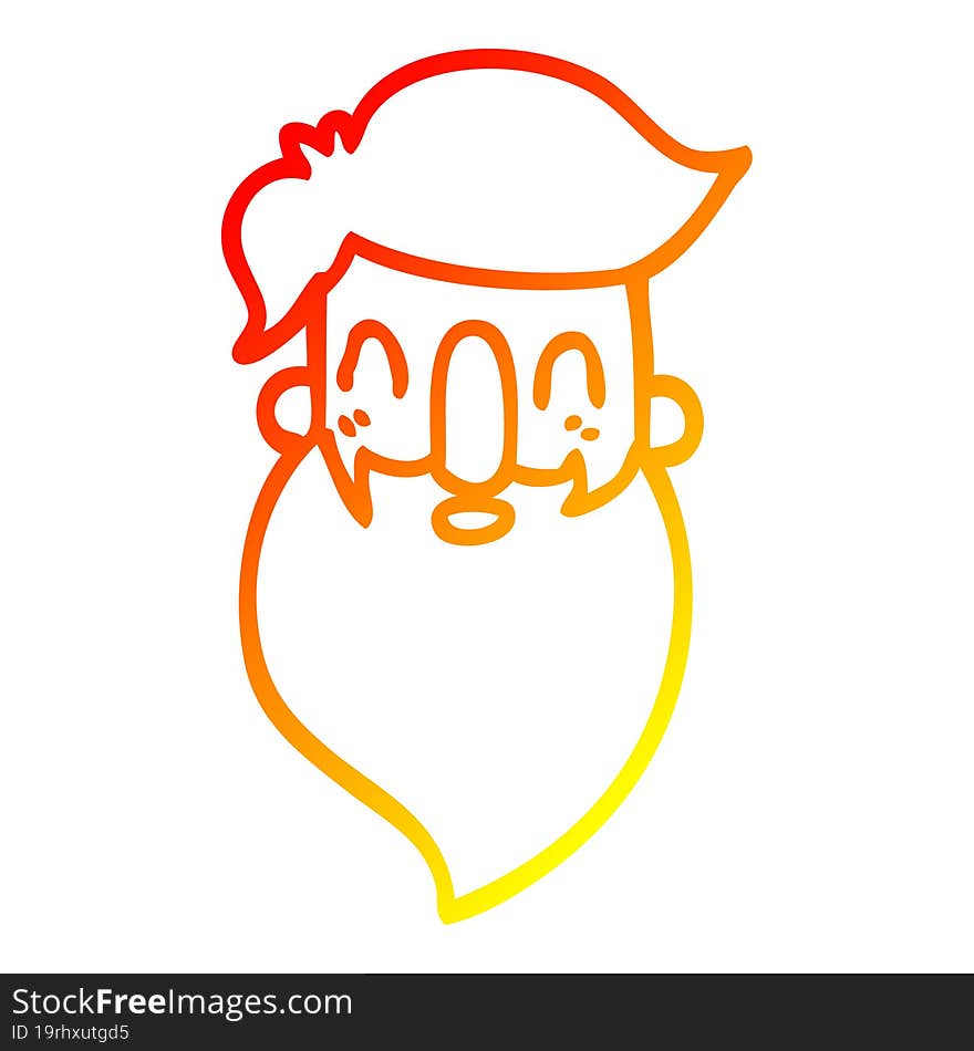 warm gradient line drawing cartoon bearded man