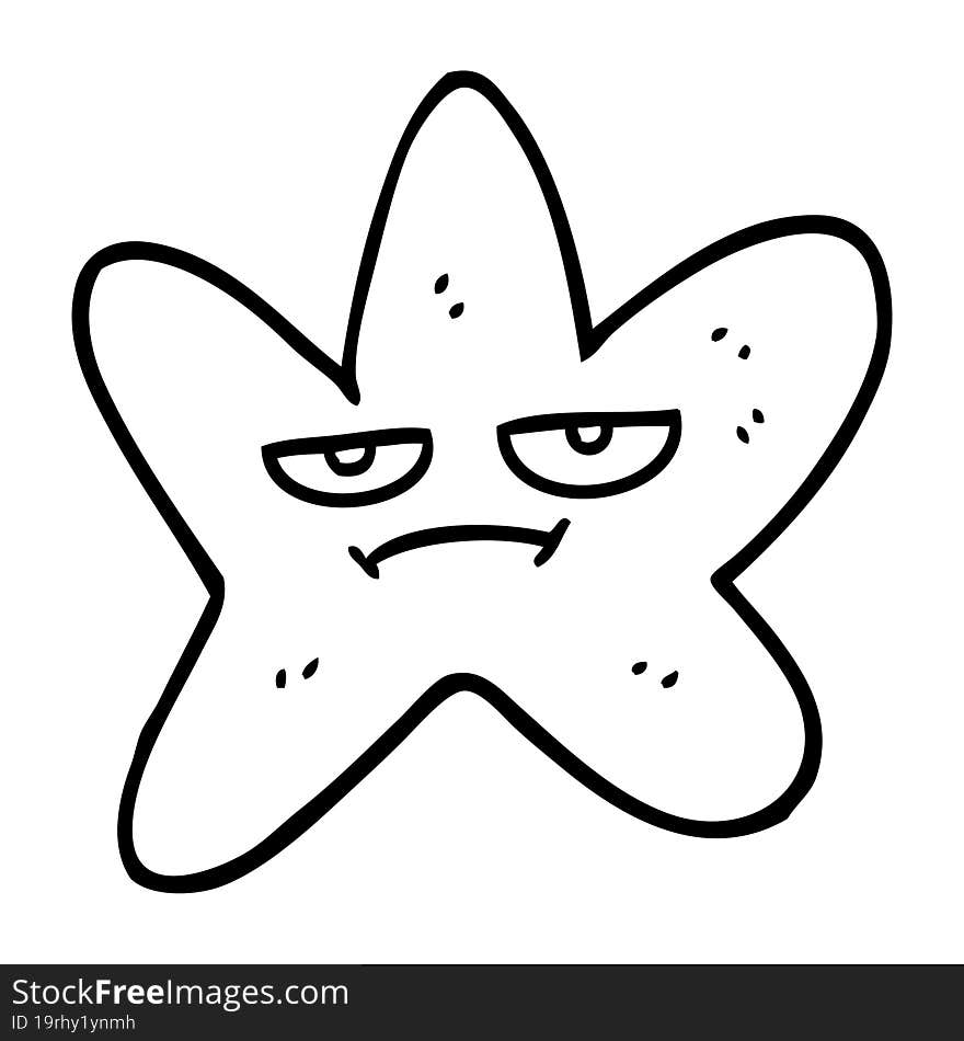 black and white cartoon star fish