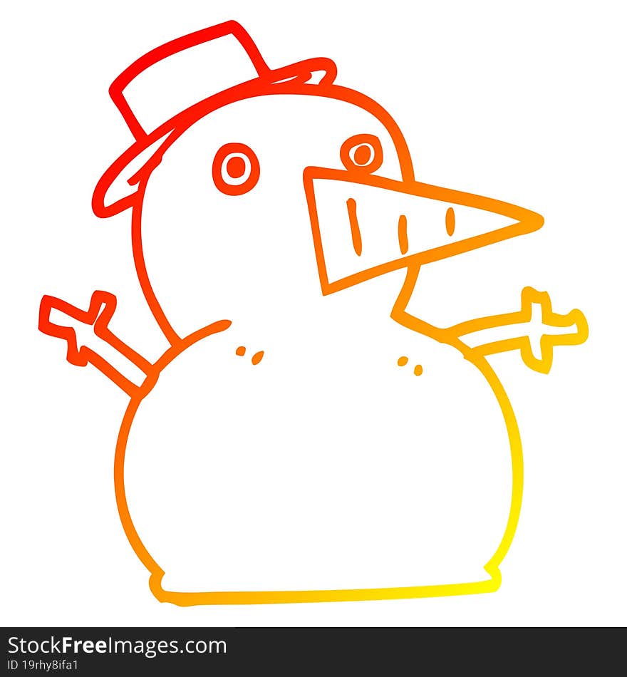 warm gradient line drawing cartoon funny snowman