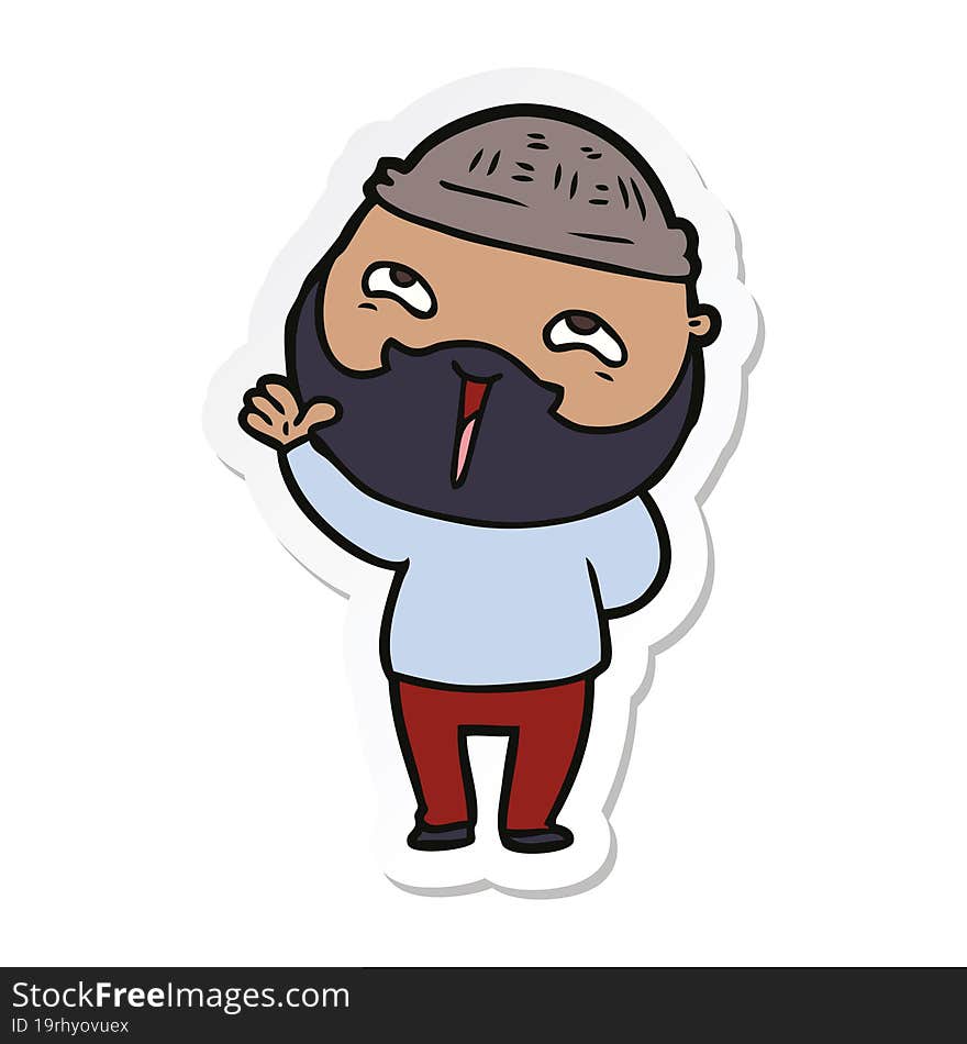 sticker of a cartoon happy bearded man