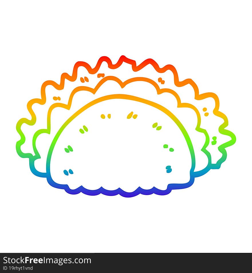 rainbow gradient line drawing cartoon taco