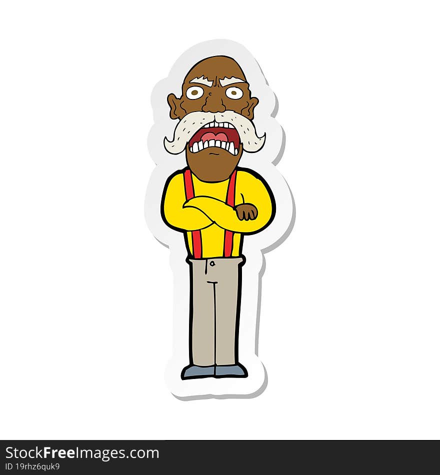 sticker of a cartoon shocked old man