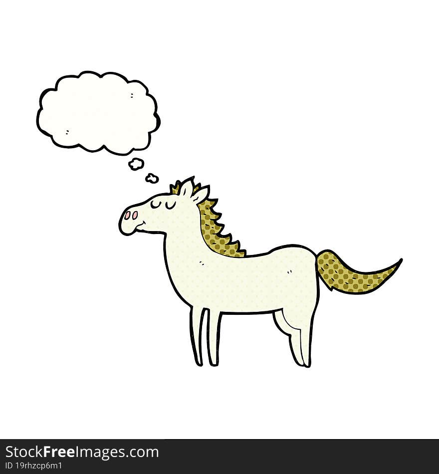 freehand drawn thought bubble cartoon horse