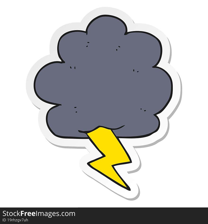 Sticker Of A Cartoon Thundercloud