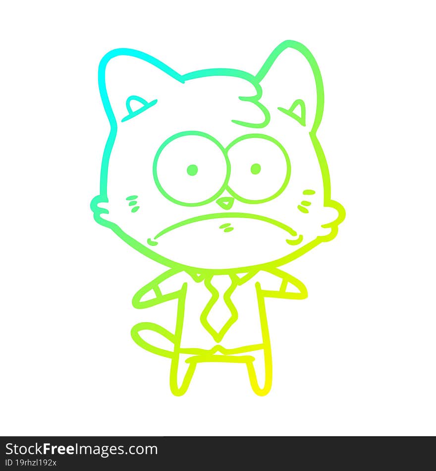 Cold Gradient Line Drawing Cartoon Nervous Business Cat