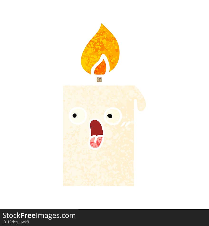 Retro Illustration Style Cartoon Lit Candle