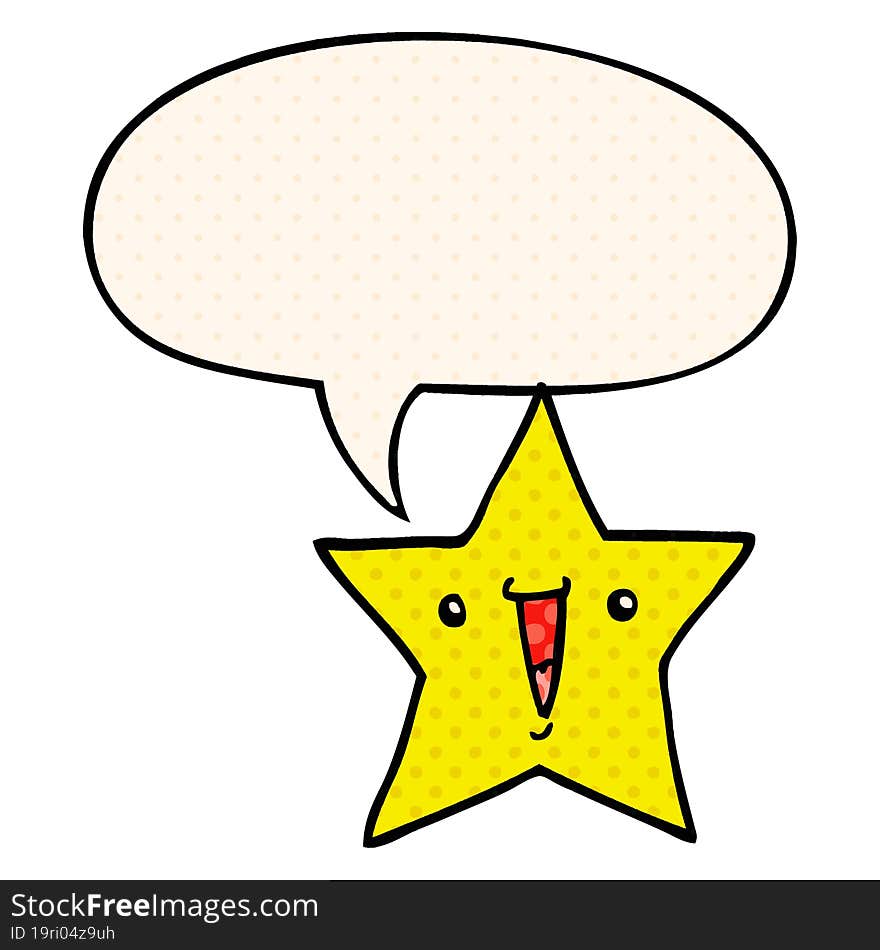 cartoon star and speech bubble in comic book style