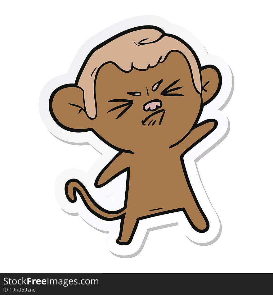 Sticker Of A Cartoon Annoyed Monkey