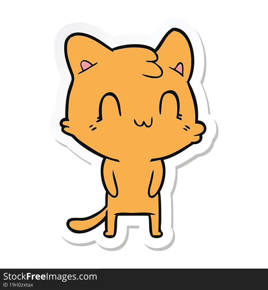 sticker of a cartoon happy cat