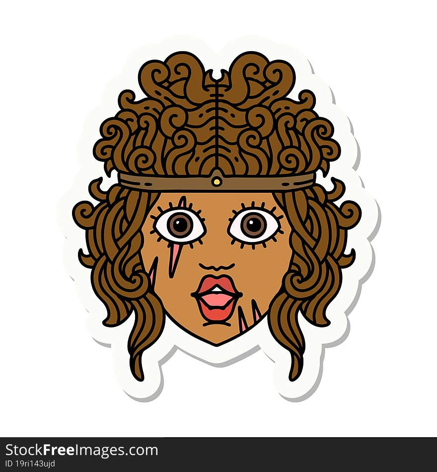 sticker of a human barbarian character. sticker of a human barbarian character