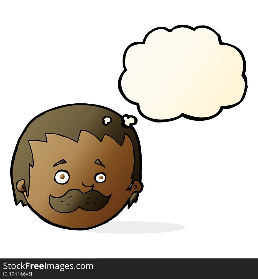 Cartoon Man With Mustache With Thought Bubble