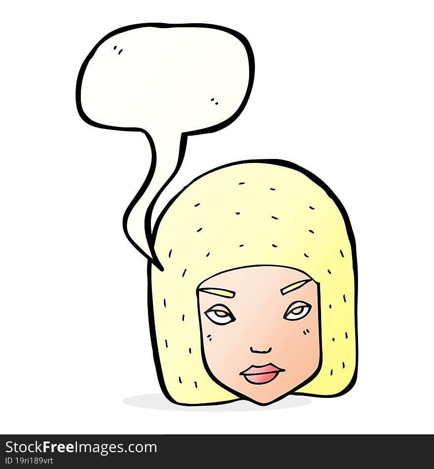 Cartoon Annoyed Female Face With Speech Bubble