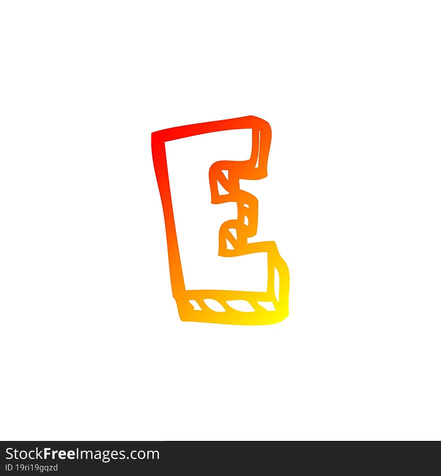 warm gradient line drawing of a cartoon letter e