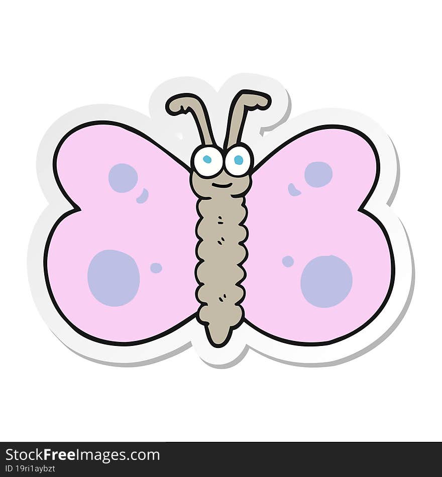 sticker of a cartoon butterfly