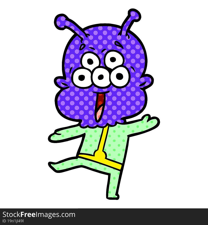 happy cartoon alien dancing. happy cartoon alien dancing