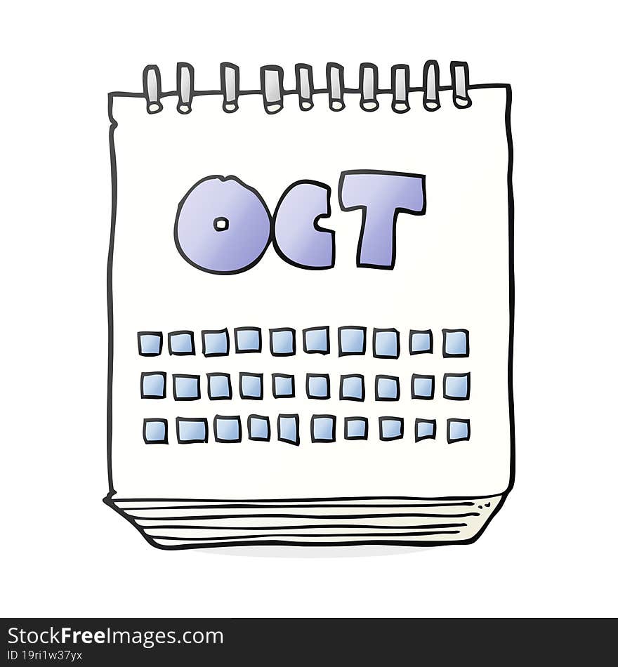 cartoon calendar showing month of october