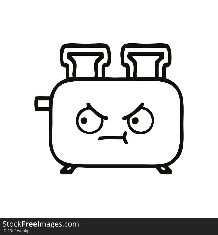 line drawing cartoon of a toaster