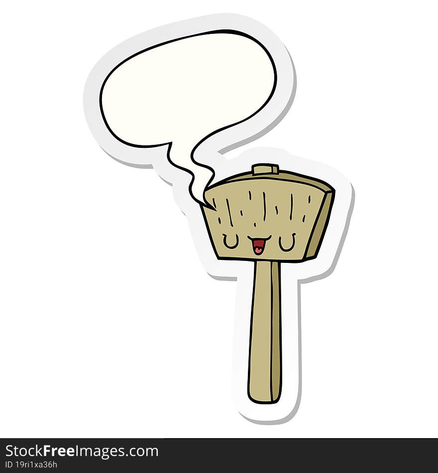 Cartoon Mallet And Speech Bubble Sticker