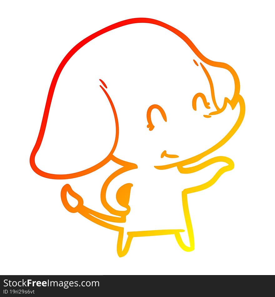 warm gradient line drawing cute cartoon elephant