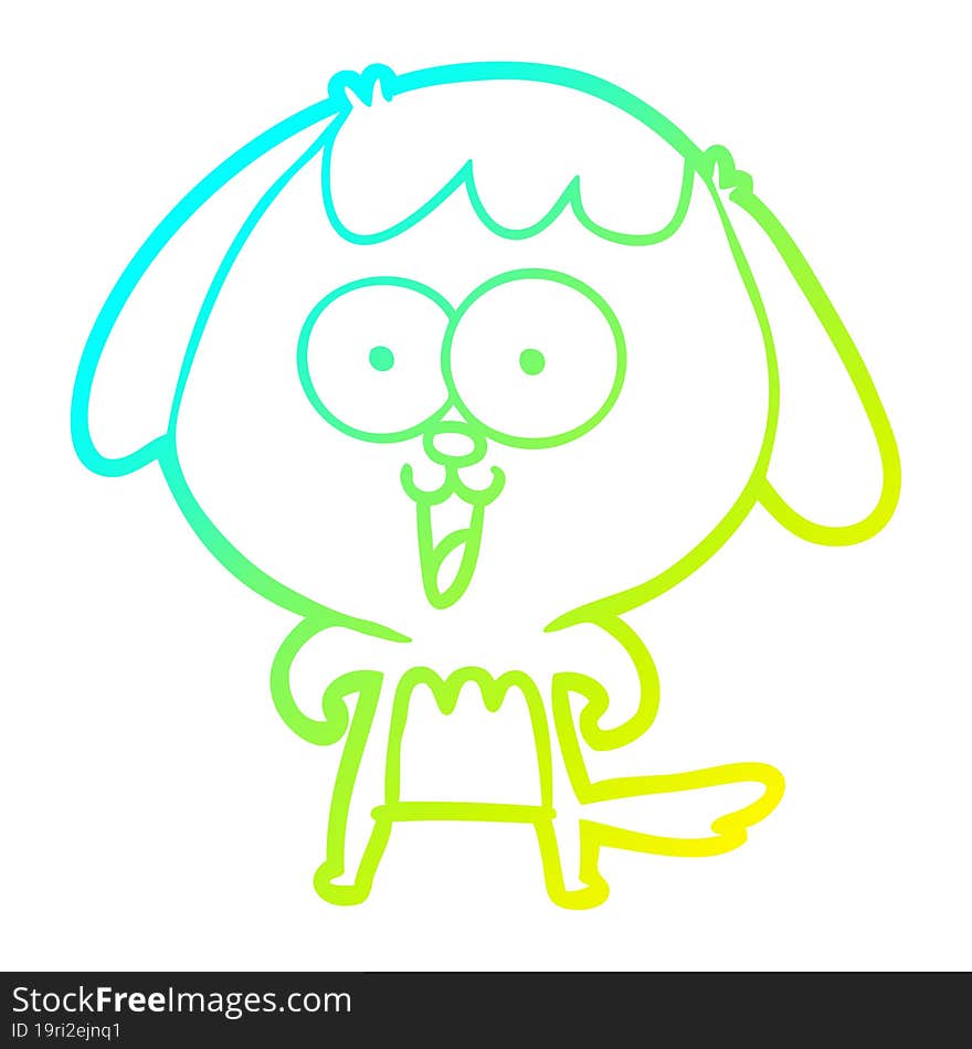 Cold Gradient Line Drawing Cute Cartoon Dog