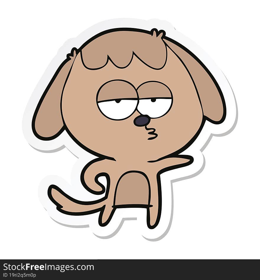 sticker of a cartoon bored dog