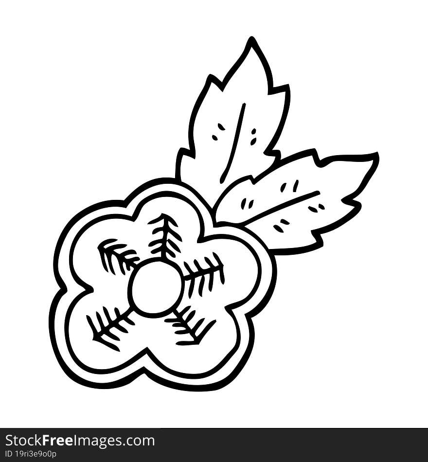 Line Drawing Cartoon Rose Tattoo Symbol