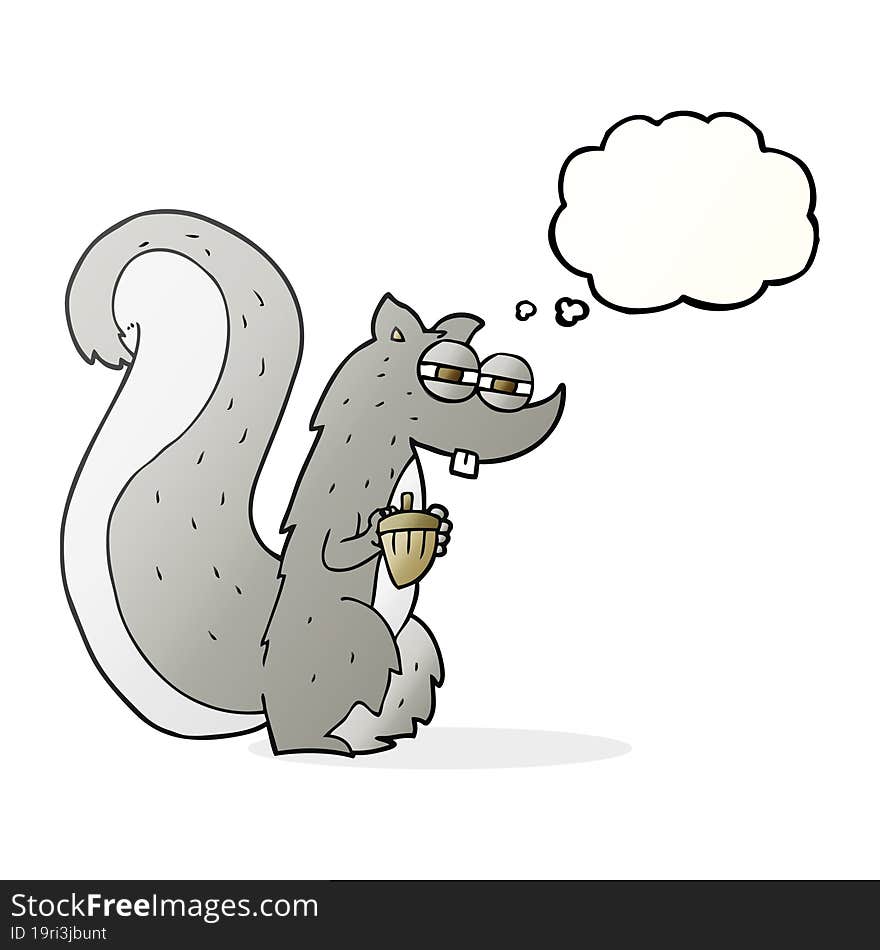 Thought Bubble Cartoon Squirrel With Nut