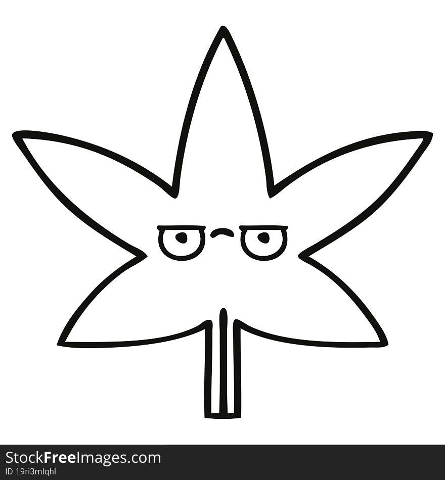 line drawing cartoon marijuana leaf