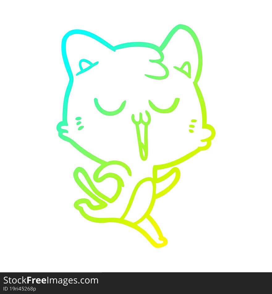 cold gradient line drawing cartoon cat singing