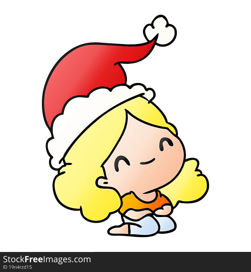 Christmas Gradient Cartoon Of Kawaii Girl